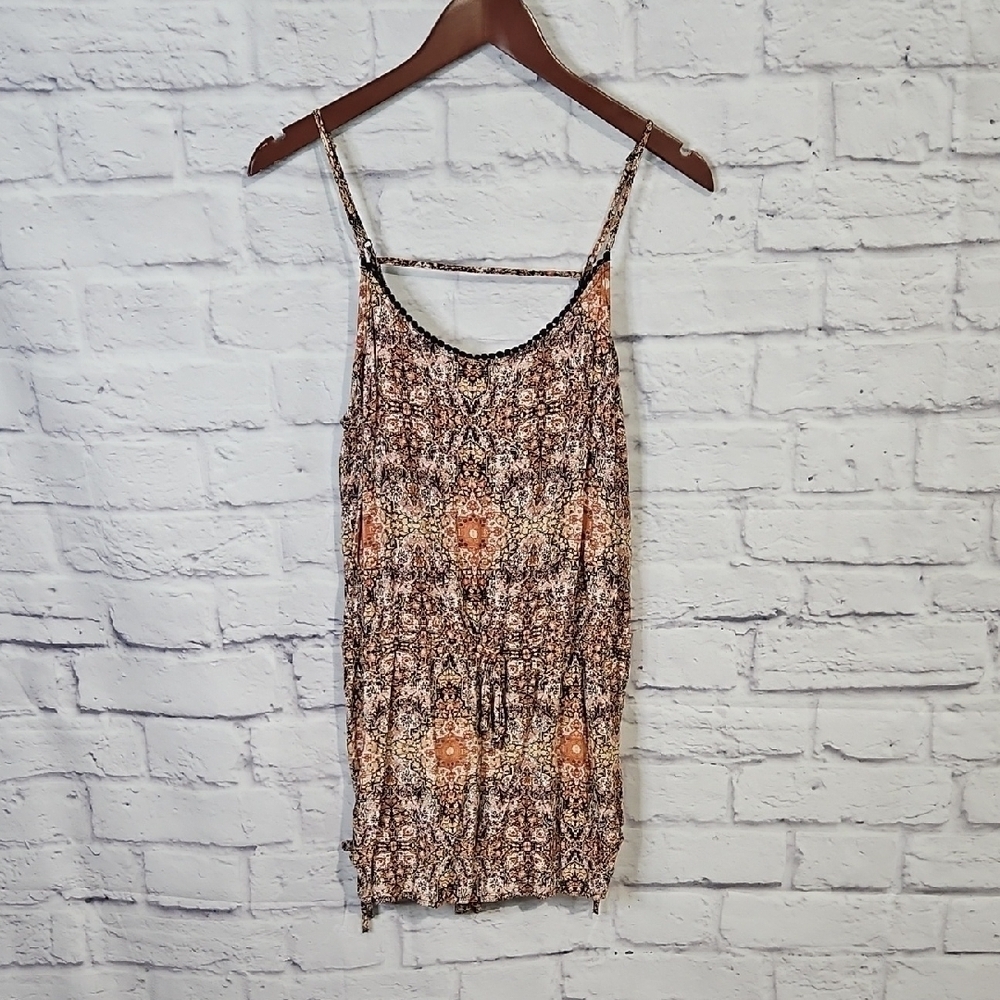 Garage Bohemian Brown and Orange Romper with Spaghetti Straps